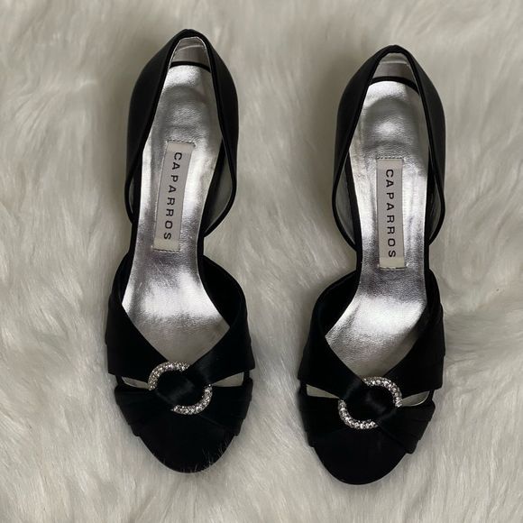 Caparros Black Rhinestone Heels 6 1/2 - Picture 1 of 12